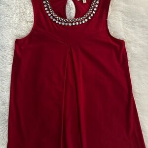 Red/Green Embellished Cutout Sleeveless Tank Top